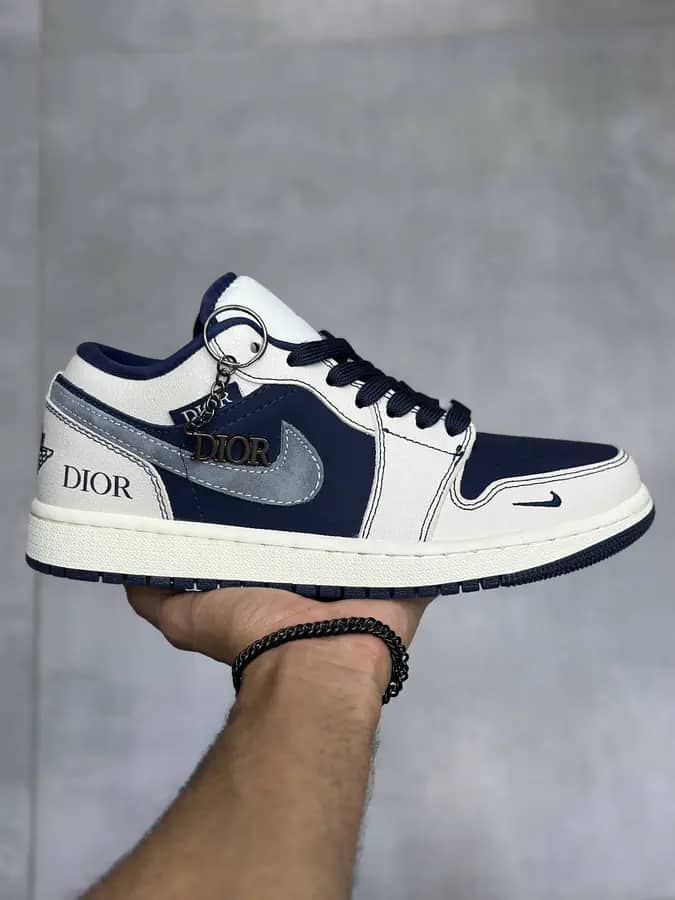 کتونی نایک جردن 1 بدون ساق دیور سرمه ای | Nike Jordan 1 Low Navy Dior