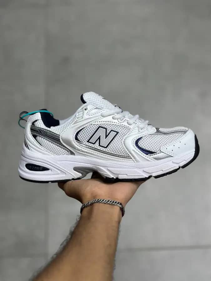 نیوبالانس ۵۳۰ سفید سرمه ای نقره ای New Balance 530 Silver Navy