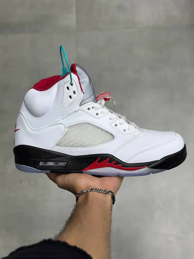 جردن 5 قرمز آتشی با زبانه نقره ای | Jordan 5 Fire Red Silver Tongue
