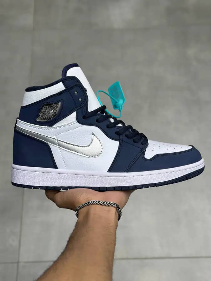 نایک جردن ۱ ساقدار سفید سرمه ای | Nike Jordan 1 High Midnight Navy
