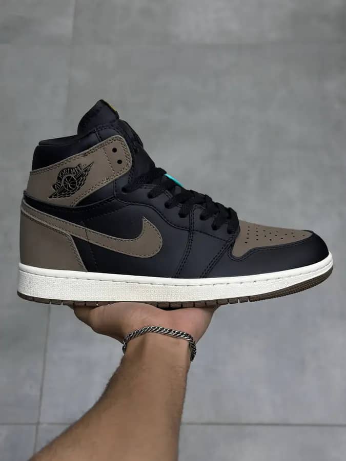نایک جردن ۱ ساقدار پالومینو مشکی قهوه‌ای | Nike Jordan 1 High Palomino