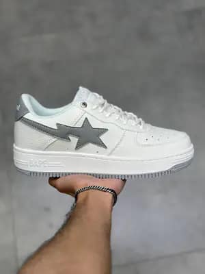 بیپ استا سفید طوسی Bape Sta White Grey